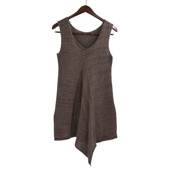 Skifo Tops - Skif Skifo Womens Asymmetric Knit Sleeveless Tunic Brown Lagenlook Chunky Cozy
